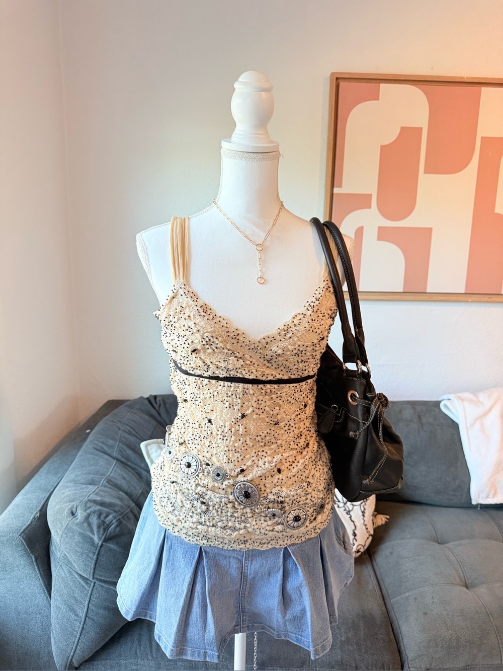 Y2K beaded cami top